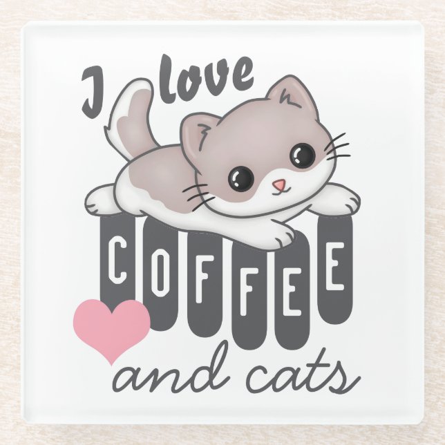 Posavasos De Vidrio Coffee de amor y gatos curados (Anverso)