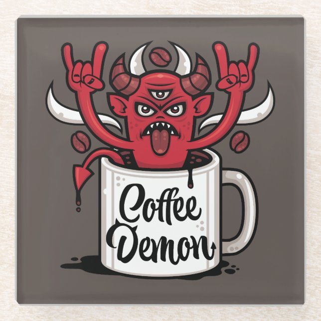 Posavasos De Vidrio Coffee Demon (Anverso)