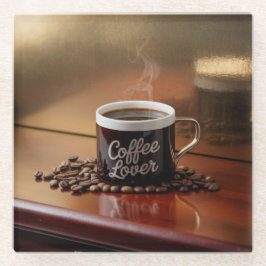 Posavasos De Vidrio Coffee Lover Square Glass Coaster