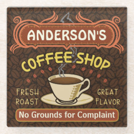 Posavasos De Vidrio Coffee Shop Custom Name Beans Mug Personalizado