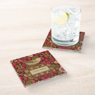 Posavasos De Vidrio Cojin de vidrio William Morris Strawberry Thief