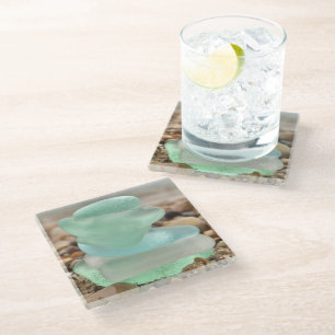 Posavasos De Vidrio Cojinetes de vidrio de vidrio de mar y arena
