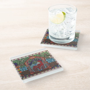 Posavasos De Vidrio Colador de novias al estilo madhubani étnico indio