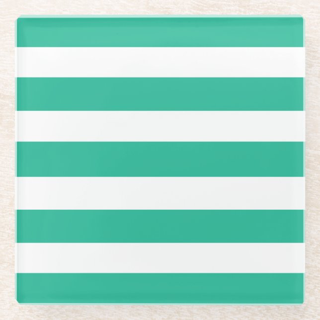 Posavasos De Vidrio Colchones verdes y blancos (Anverso)