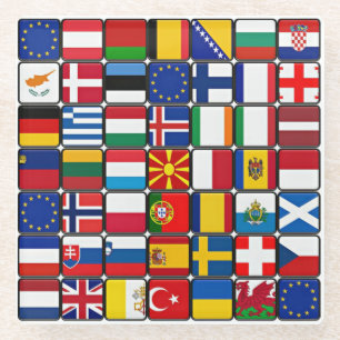 Posavasos De Vidrio Colección de banderas internacionales, banderas mu