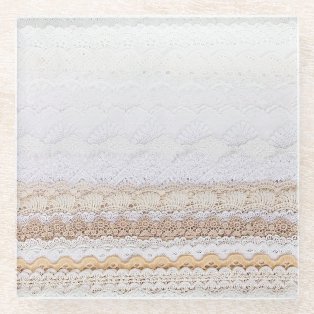 Posavasos De Vidrio Colección de Encaje Perfecto: Texturas de Tela (Anverso)