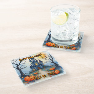 Posavasos De Vidrio Colección de Halloween Moderna y Llena de Encanto