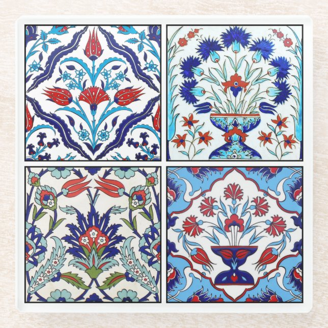 Posavasos De Vidrio Colección de tejas turcas (Anverso)