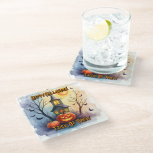 Posavasos De Vidrio Colección moderna de Halloween linda y espeluznant
