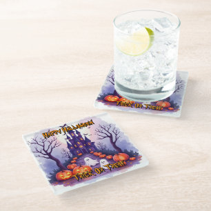 Posavasos De Vidrio Colección Popular de Halloween Espeluznante y Lind