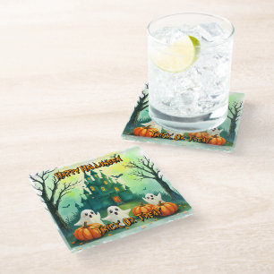 Posavasos De Vidrio Colección Popular de Halloween Lindo y Espeluznant