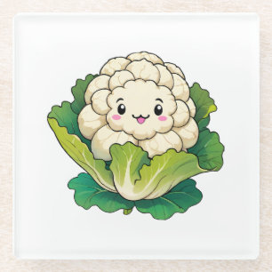 Posavasos De Vidrio Coliflor Kawaii