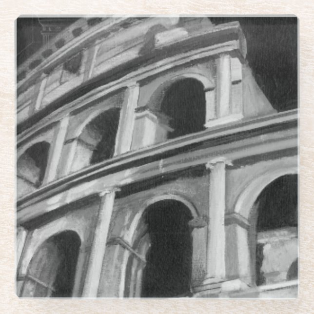 Posavasos De Vidrio Coliseo romano con dibujos arquitectónicos (Anverso)