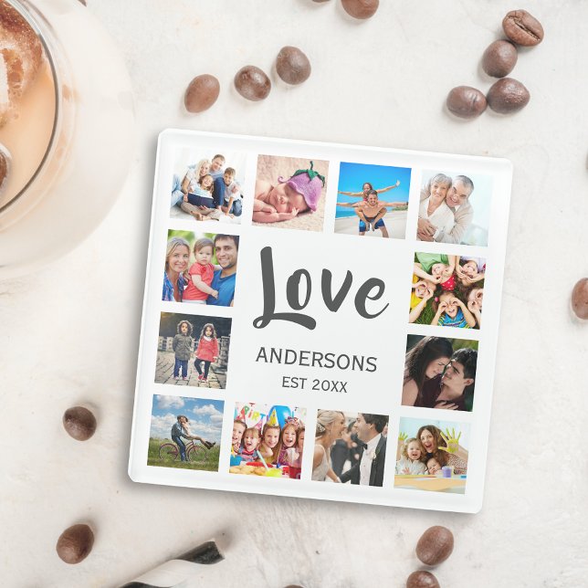 Posavasos De Vidrio Collage de fotos familiar personalizado blanco per (Subido por el creador)