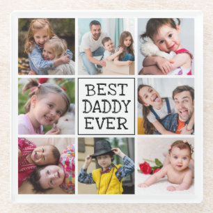 Posavasos De Vidrio Collage de fotos moderno  Mejor Papi