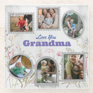 Posavasos De Vidrio Collage de Fotos Personalizadas y Cita Memorables