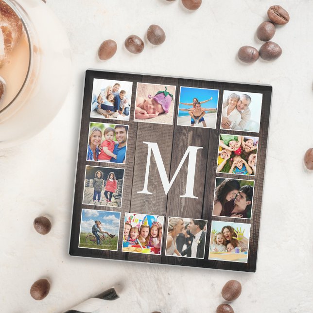 Posavasos De Vidrio Collage de fotos personalizado Familia Rustic Farm (Subido por el creador)