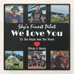 Posavasos De Vidrio Collage de fotos personalizado moderno 'Te Amamos'