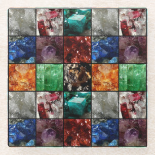 Posavasos De Vidrio Collage de piedras preciosas
