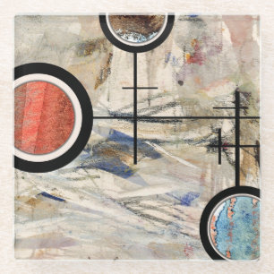Posavasos De Vidrio collage del arte abstracto, técnicas mixtas y