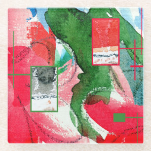 Posavasos De Vidrio collage del arte abstracto, técnicas mixtas y