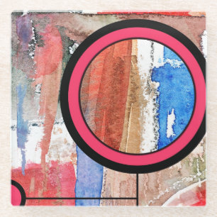 Posavasos De Vidrio collage del arte abstracto, técnicas mixtas y