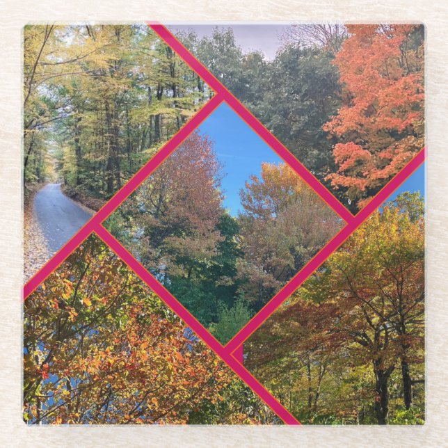 Posavasos De Vidrio Collage del follaje otoñal (Anverso)