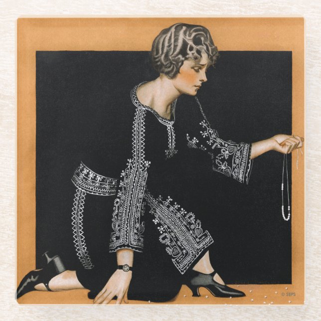 Posavasos De Vidrio Collar de la Perla rota (Anverso)