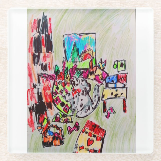 Posavasos De Vidrio Colocar en casa (Anverso)