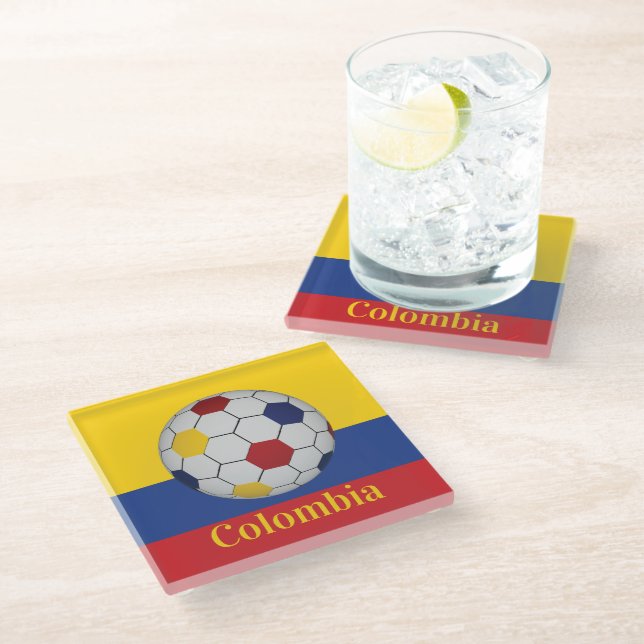 Posavasos De Vidrio Colombia Soccer Poster (Angular)