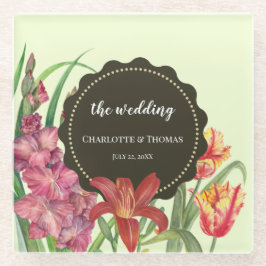 Posavasos De Vidrio Color cálido boda Floral Primavera Floral Pintado