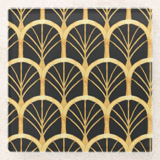 Posavasos De Vidrio Color de agua de imitación dorada dibujada a mano