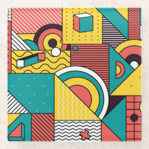 Posavasos De Vidrio Color geométrico: patrón abstracto.