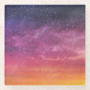 Posavasos De Vidrio Color mágico: Encantando el fondo del cielo.