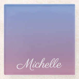 Posavasos De Vidrio Color rosa pálido y gris azul