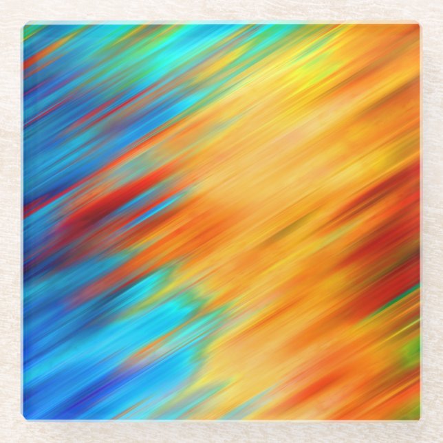 Posavasos De Vidrio Colorful Abstract Blue Orange Flare (Anverso)
