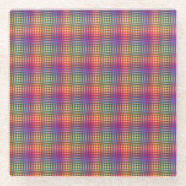 Posavasos De Vidrio Colorful Checker Abstract Pattern