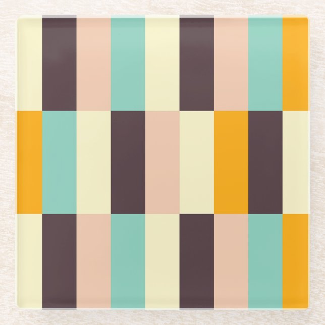 Posavasos De Vidrio Colorful geometric pattern with vertical stripes  (Anverso)