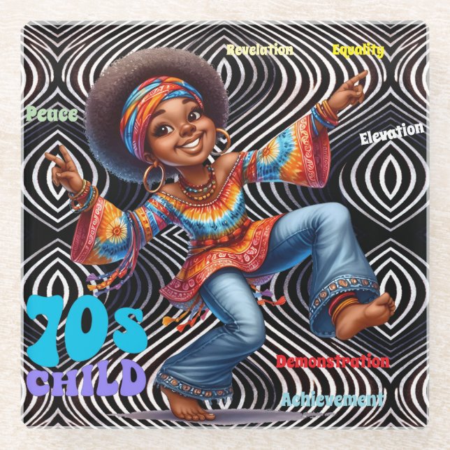 Posavasos De Vidrio Colorful-Me Hippie Moda 70 (Anverso)