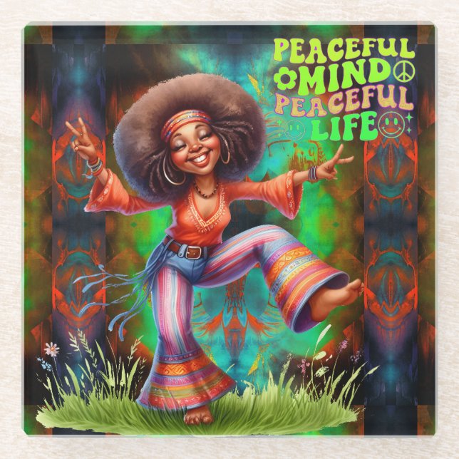 Posavasos De Vidrio Colorful-Me Hippie Moda Monstruo Pacífico (Anverso)