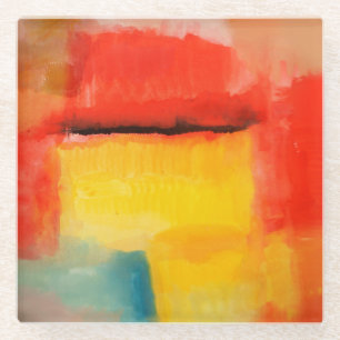 Posavasos De Vidrio Colorida obra de arte abstracta Minimalista