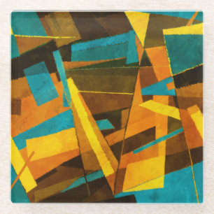 Posavasos De Vidrio Coloridas franjas abstractas: pintar textura
