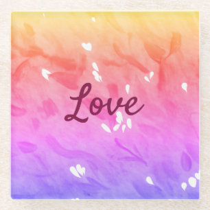 Posavasos De Vidrio Colorido arcoiris amor orgullo lgbtq patrón gay te