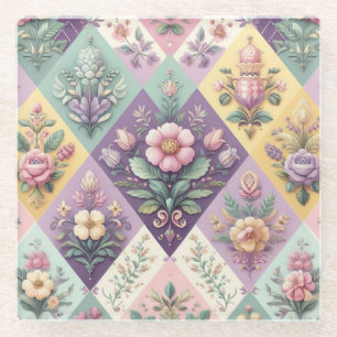 Posavasos De Vidrio Colorido argyle pastel Pascua/Primavera