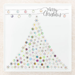 Posavasos De Vidrio Colorido copo de nieve Feliz Fiesta de Árbol de Na