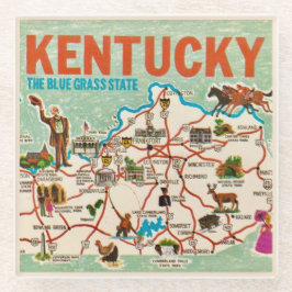 Posavasos De Vidrio Colorido Mapa de Vintage Kentucky