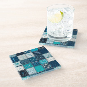 Posavasos De Vidrio Colorido mosaico Quilt Art Glass