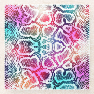 Posavasos De Vidrio Colorido patrón de textura de piel de serpiente.