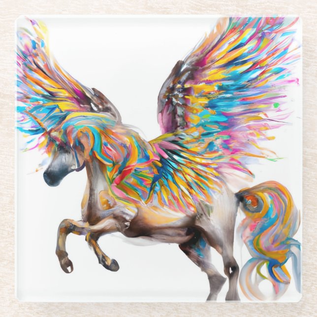 Posavasos De Vidrio Colorido Pegasus (Anverso)