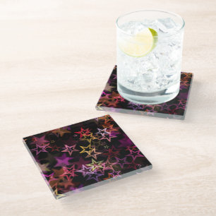 Posavasos De Vidrio Colorous Stars Dance Whimsically